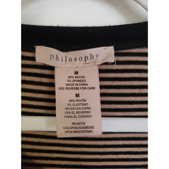 PHILOSOPHY SHARK BITE TUNIC SIZE MEDIUM LONG SLEEVE  BLACK TAN - Picture 3 of 6
